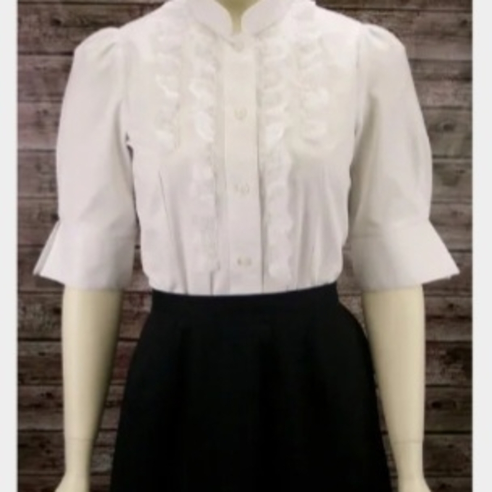 White Ruffled Blouse Size Up